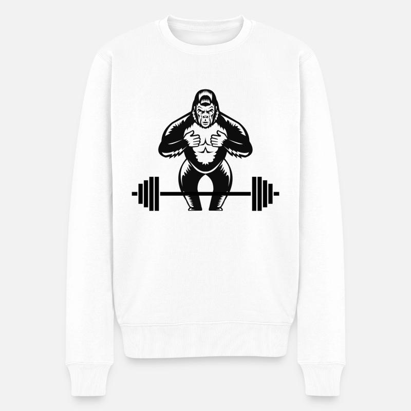 Gorilla GYM Power - Männer Premium Bio Pullover - Weiß