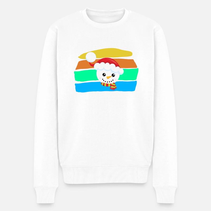 Schneemann - Männer Premium Bio Pullover - Weiß
