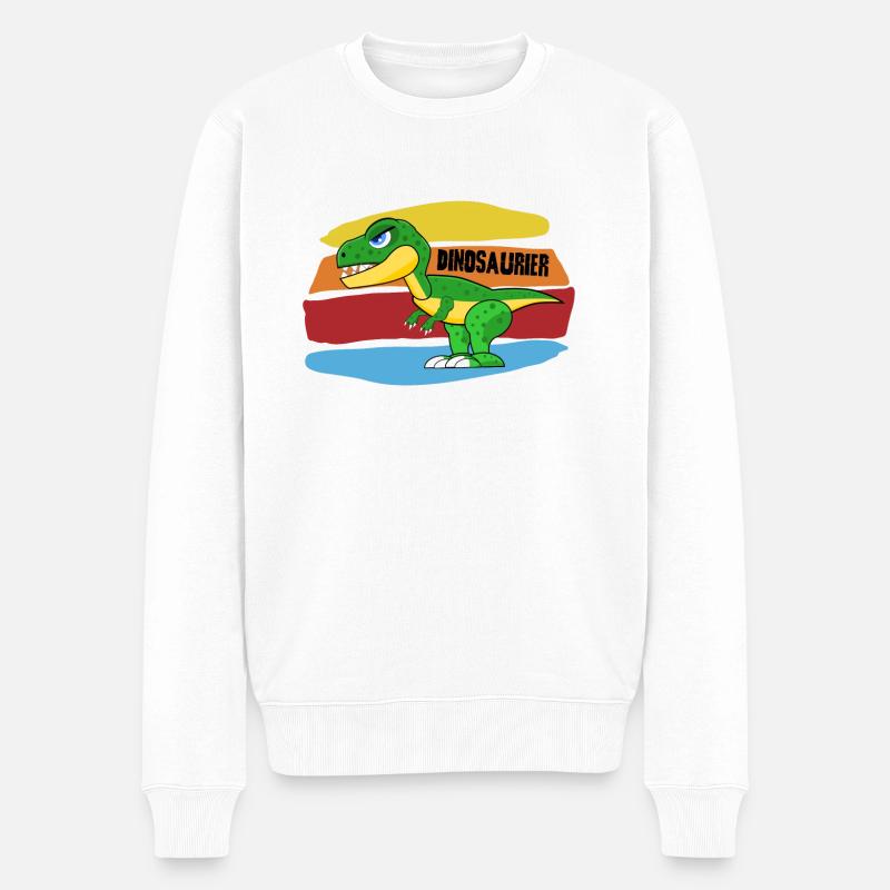 Dinosaurier - Männer Premium Bio Pullover - Weiß