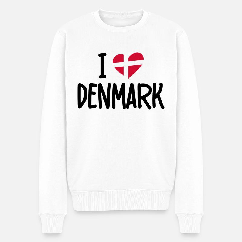 J’aime le drapeau du Danemark - Pull Premium bio Homme - blanc