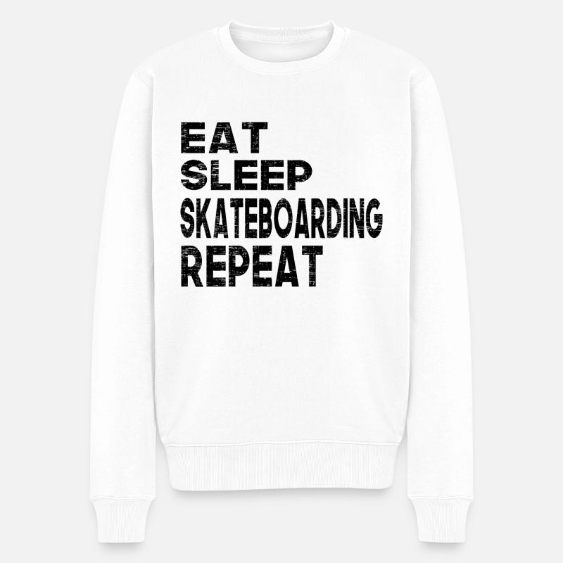 Eat SLeep Skateboarding Repeat - Männer Premium Bio Pullover - Weiß