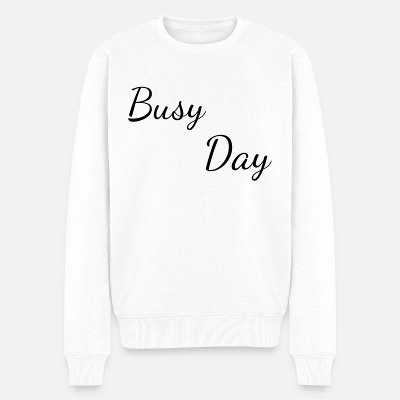 Busy day - Pull Premium bio Homme - blanc