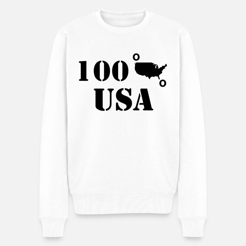 USA - Männer Premium Bio Pullover - Weiß