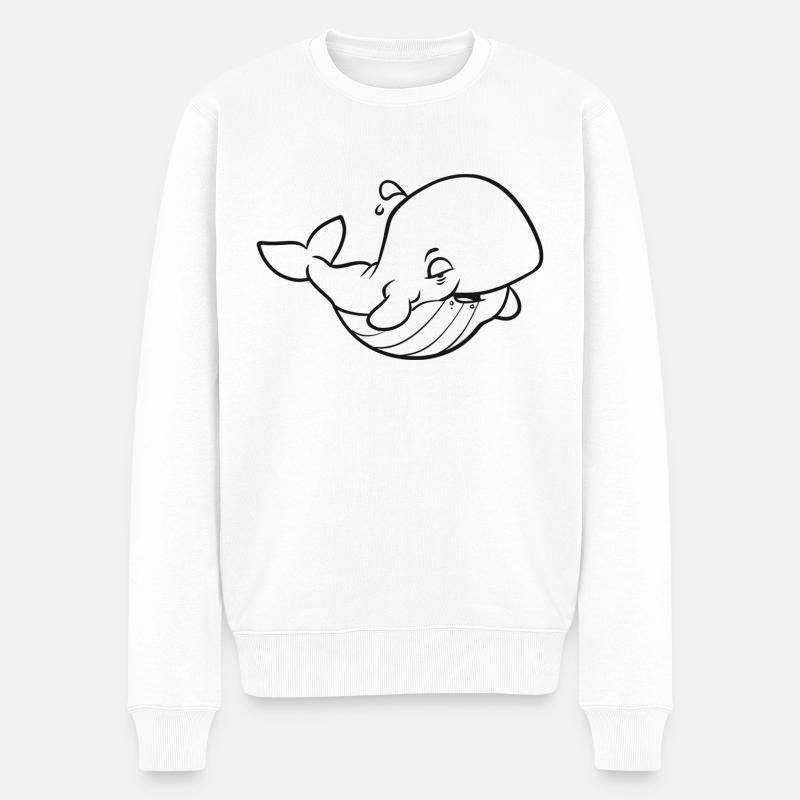 Une grosse baleine heureuse - Pull Premium bio Homme - blanc