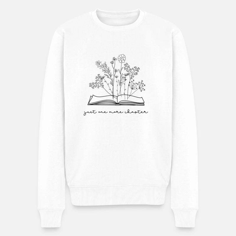just one more chapter Wildblumen aus Buch - Männer Premium Bio Pullover - Weiß