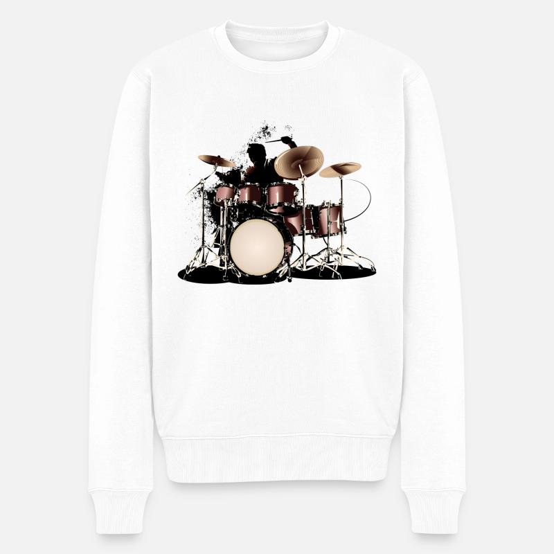 Schlagzeuger - Männer Premium Bio Pullover - Weiß