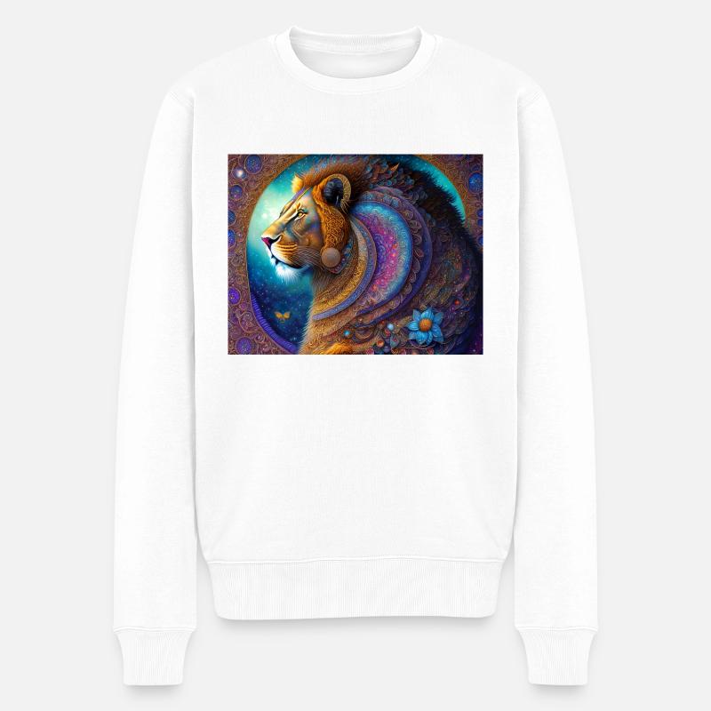 Löwe - Männer Premium Bio Pullover - Weiß