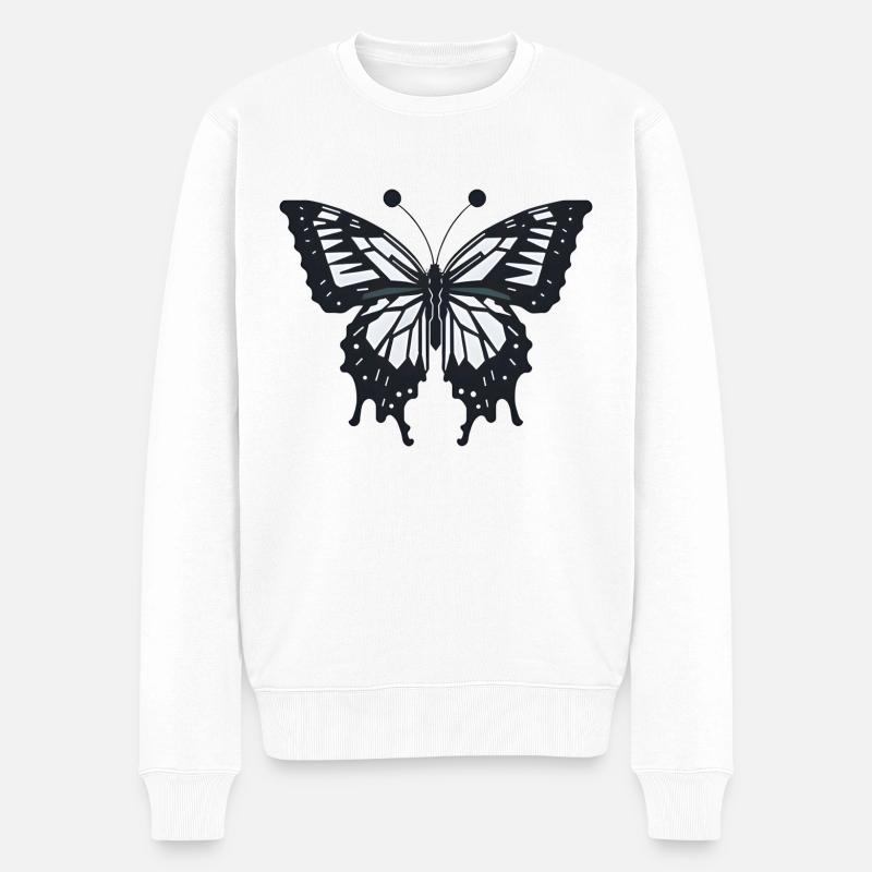 Simpe Design Schmetterling - Männer Premium Bio Pullover - Weiß