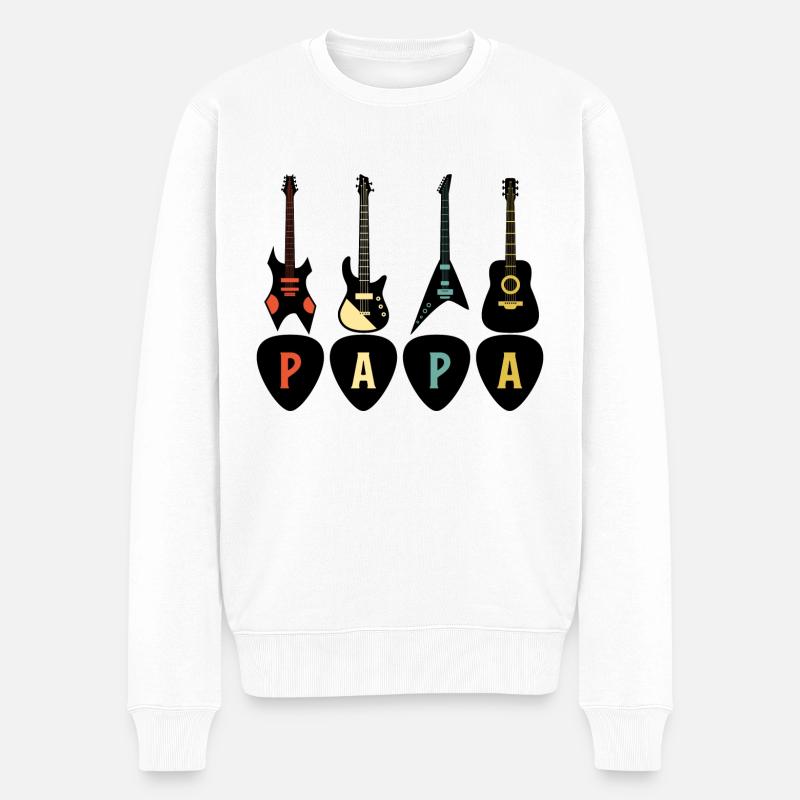 PAPA Guitariste - Pull Premium bio Homme - blanc