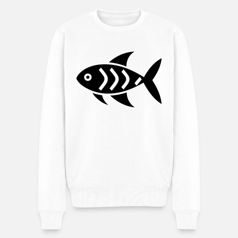 Fisch - Männer Premium Bio Pullover - Weiß