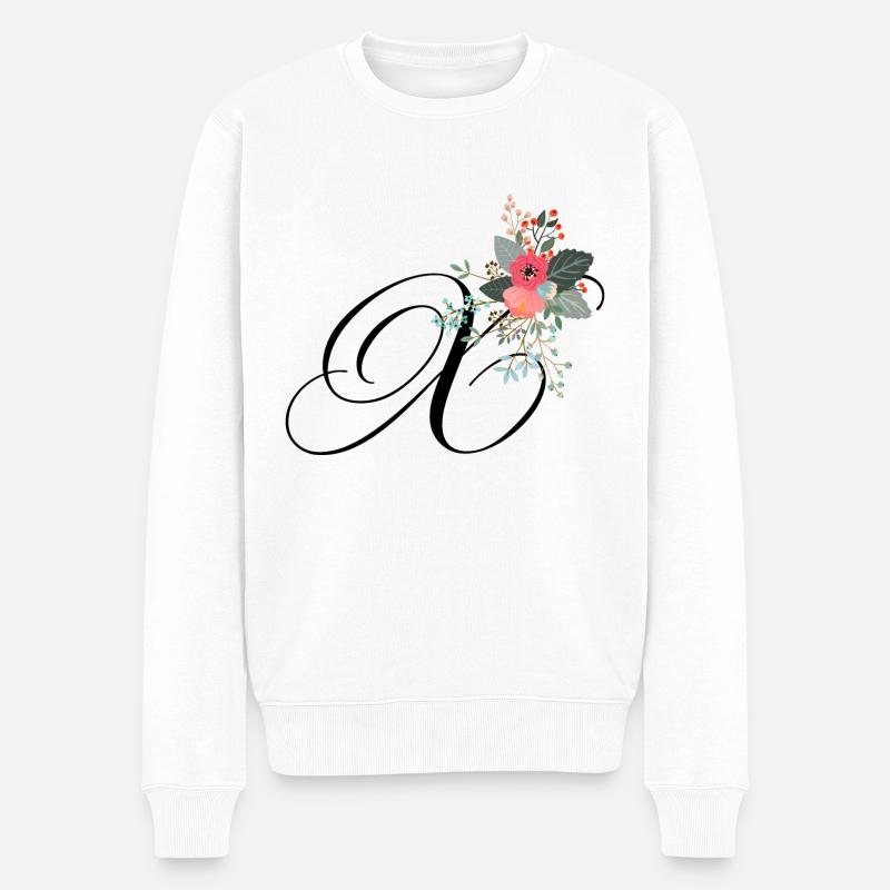 Buchstabe x geblüht - Männer Premium Bio Pullover - Weiß