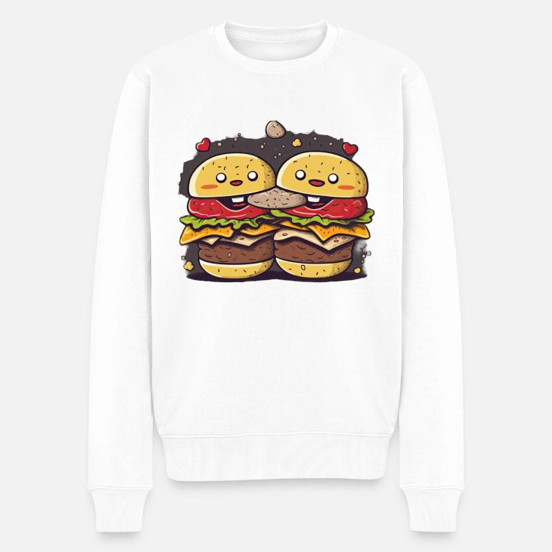 Burger Kekse Trio - Männer Premium Bio Pullover - Weiß