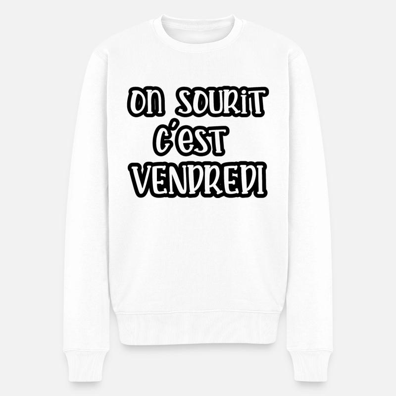 on sourit c'est vendredi - Pull Premium bio Homme - blanc
