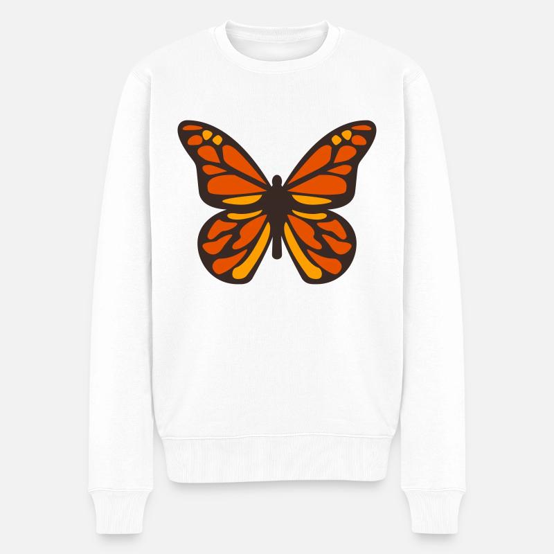 Monarchfalter - Männer Premium Bio Pullover - Weiß
