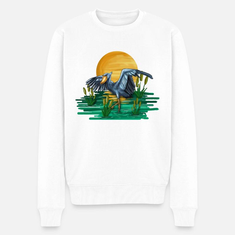 Schuhschnabel Vogel Ornithologe Wald I Geschenk - Männer Premium Bio Pullover - Weiß