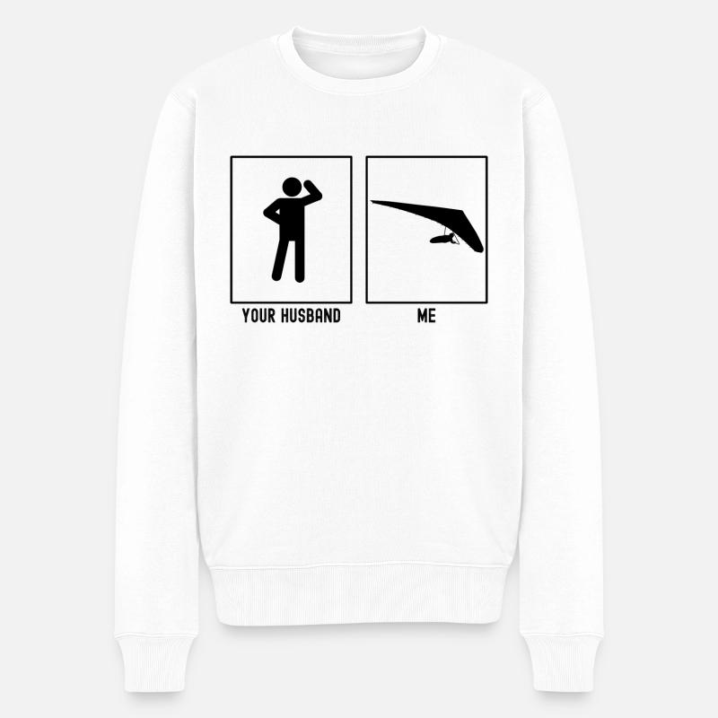 Ihr Ehemann - Ich - Gleitschirmfliegen in der Fern - Männer Premium Bio Pullover - Weiß