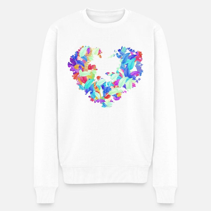coeur de fleur, coloré, feuilles, feuilles colorées - Pull Premium bio Homme - blanc