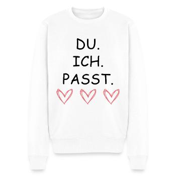 DU ICH PASST - Männer Premium Bio Pullover - Weiß - Vorne - Thijin (182cm)