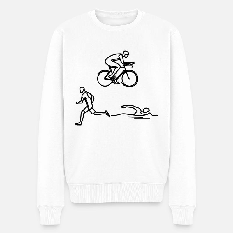 Triathlet Zeichnung - Männer Premium Bio Pullover - Weiß