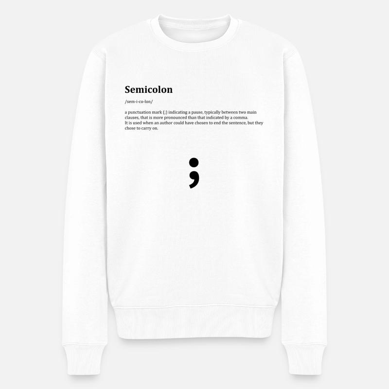semicolon - Männer Premium Bio Pullover - Weiß