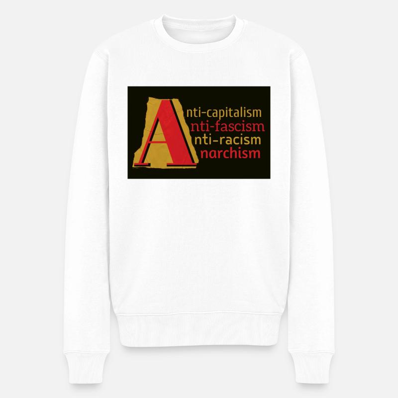 Anarchisme & Antifascism - Pull Premium bio Homme - blanc