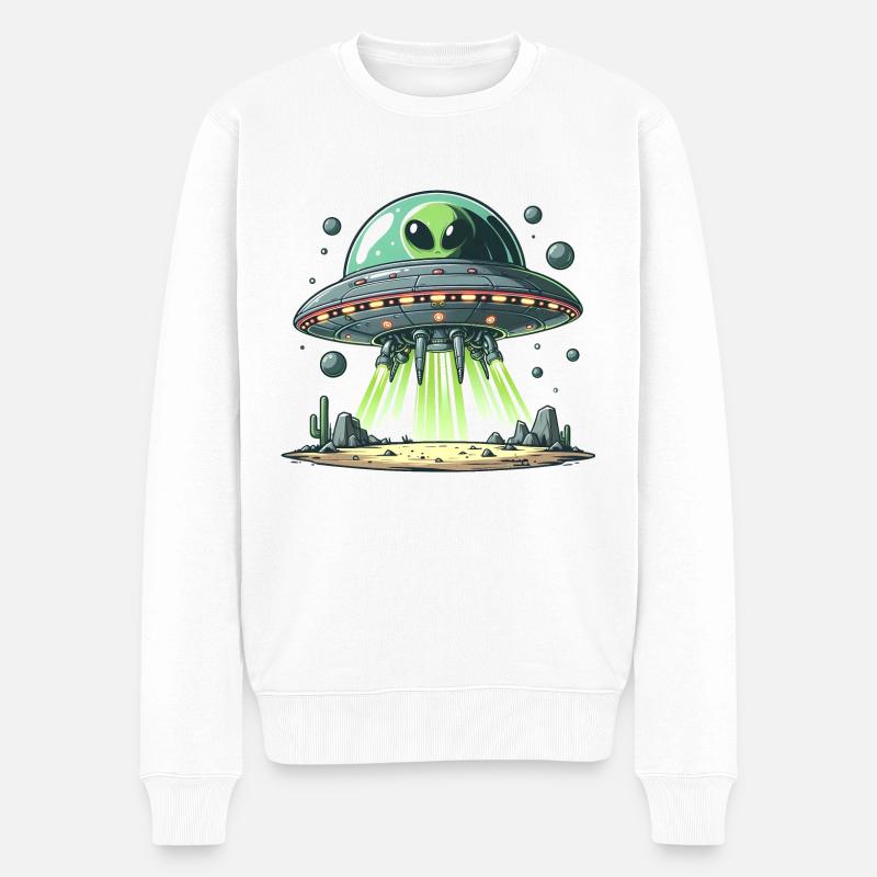 UFO Landet - Männer Premium Bio Pullover - Weiß
