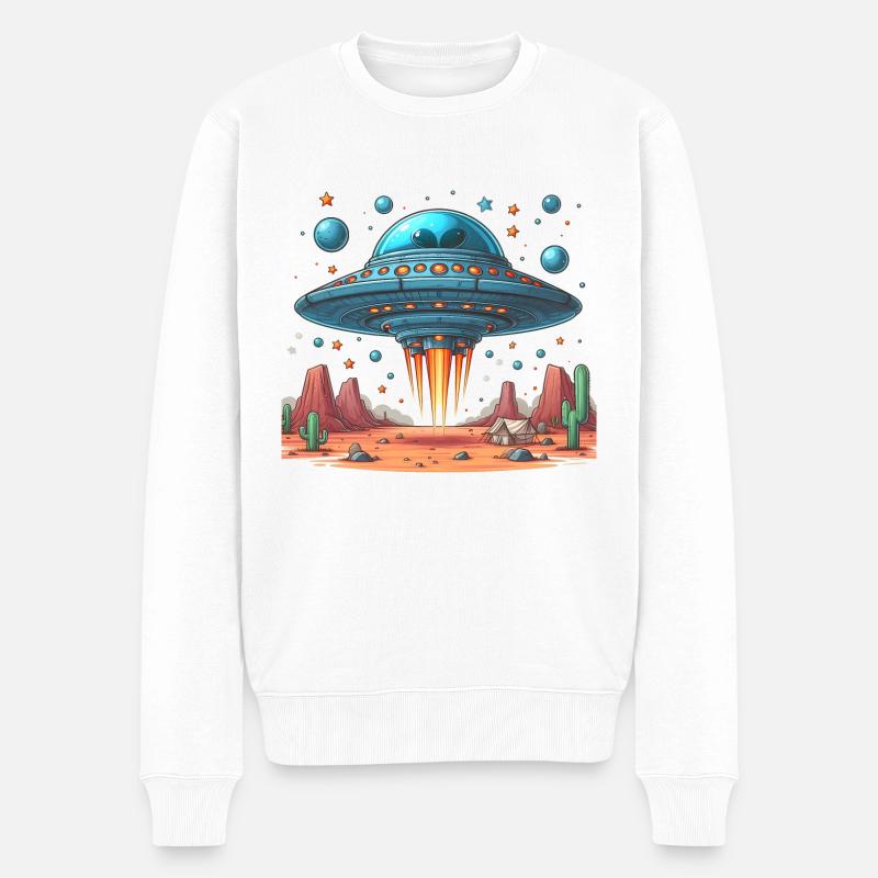 UFO Landet - Männer Premium Bio Pullover - Weiß