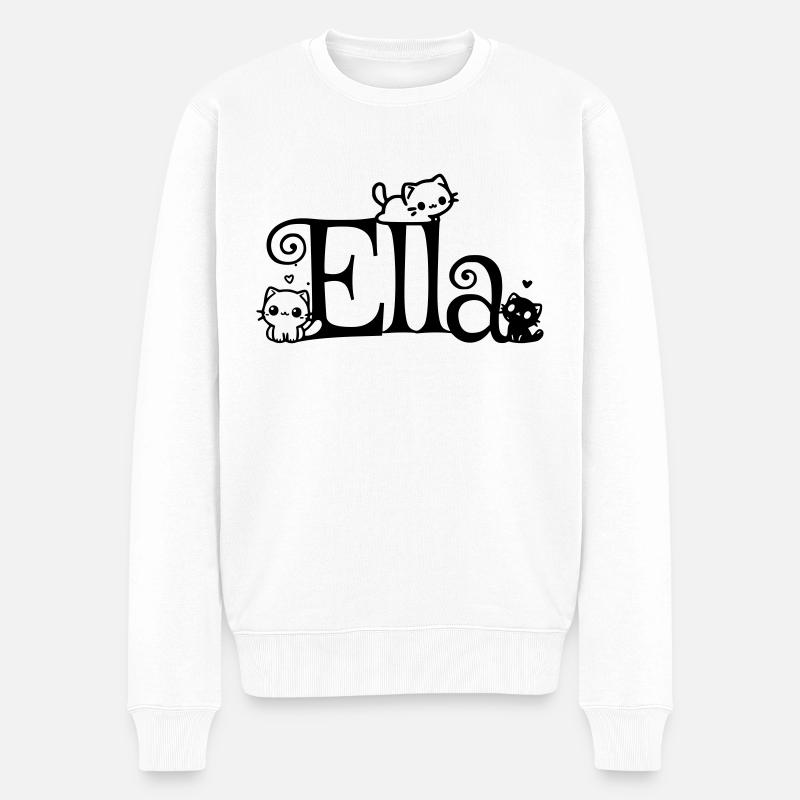 Ella Name Vorname Kätzchenname - Männer Premium Bio Pullover - Weiß