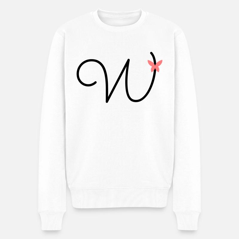 Lettre W Papillon Lettre - Pull Premium bio Homme - blanc