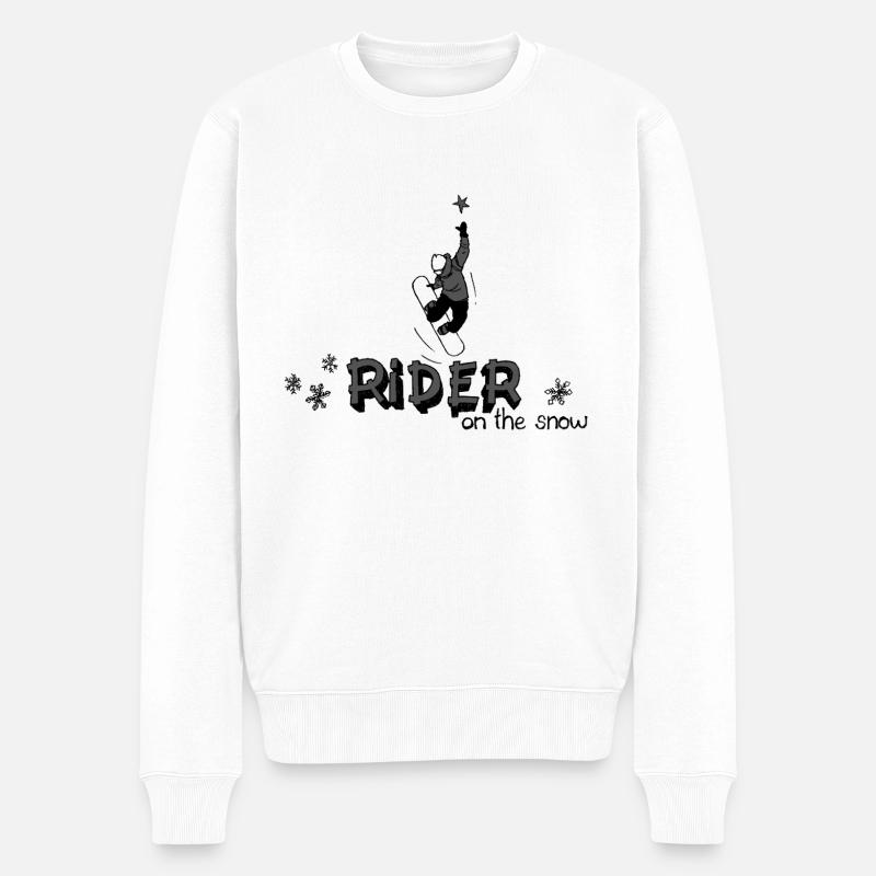 Snowboard auf dem Schnee - Männer Premium Bio Pullover - Weiß