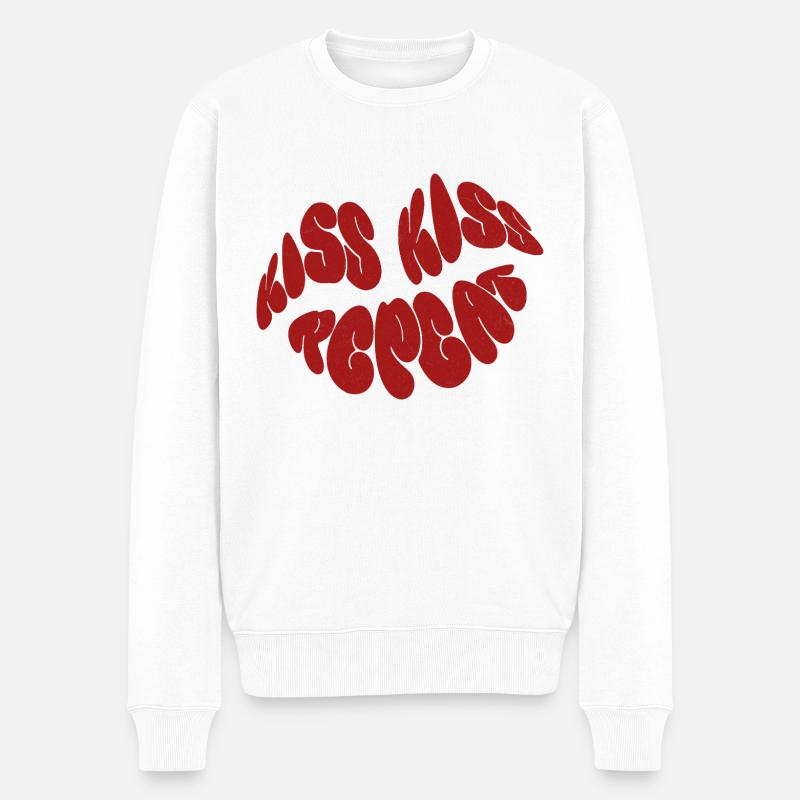 Kiss Kiss Repeat - Männer Premium Bio Pullover - Weiß