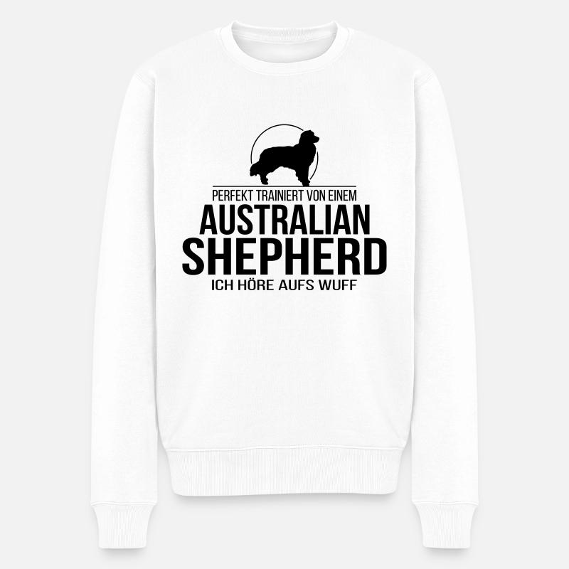 AUSTRALIAN SHEPHERD ich höre aufs wuff Wilsigns - Männer Premium Bio Pullover - Weiß