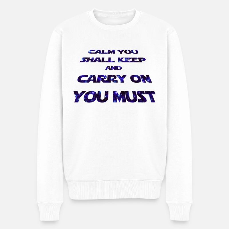 Déclaration - CALME TU GARDERAS -galaxie - Pull Premium bio Homme - blanc