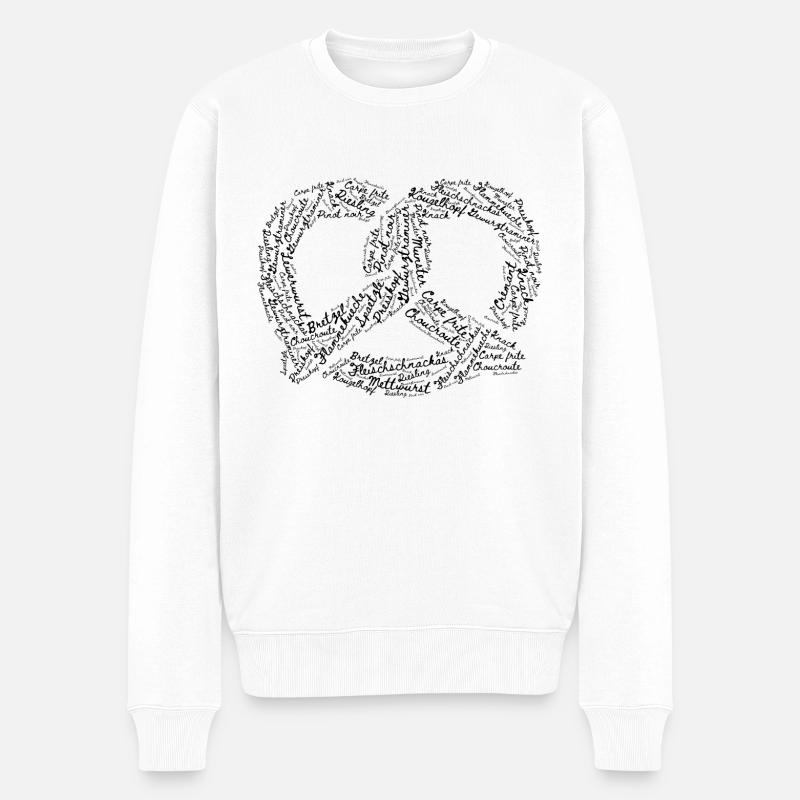 Wordcloud Alsace Brezel - Männer Premium Bio Pullover - Weiß