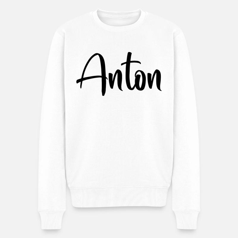 Name - Anton - Männer Premium Bio Pullover - Weiß