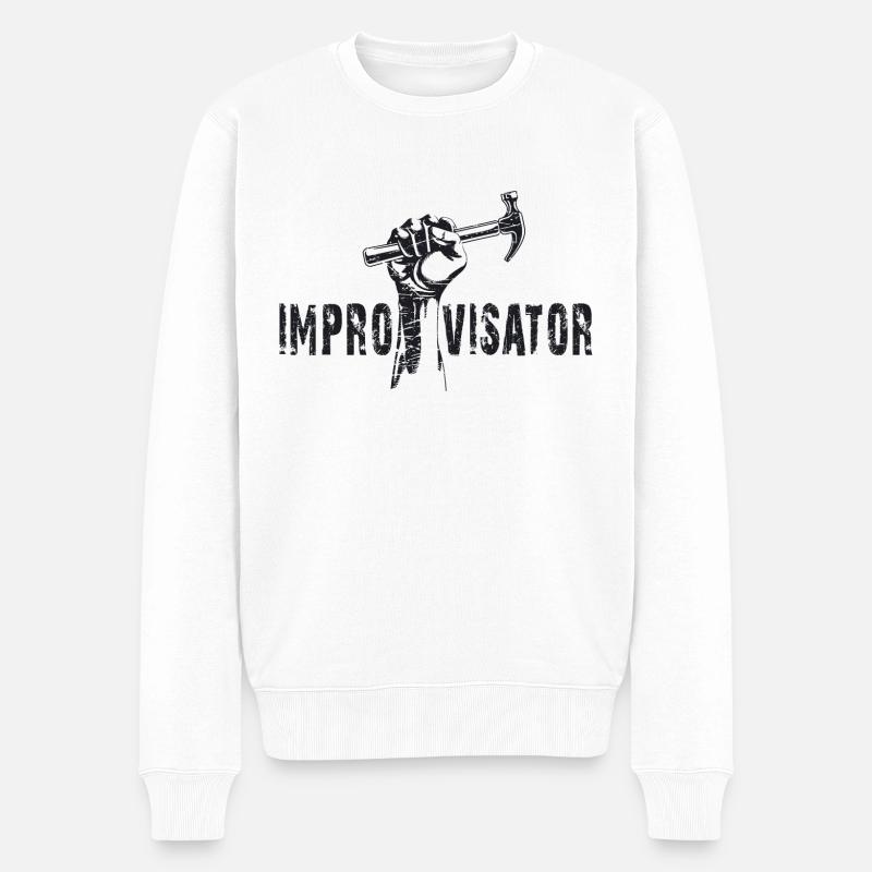 improvisator - Männer Premium Bio Pullover - Weiß