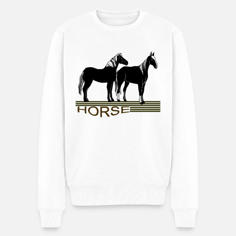 Chevaux - Pull Premium bio Homme - blanc
