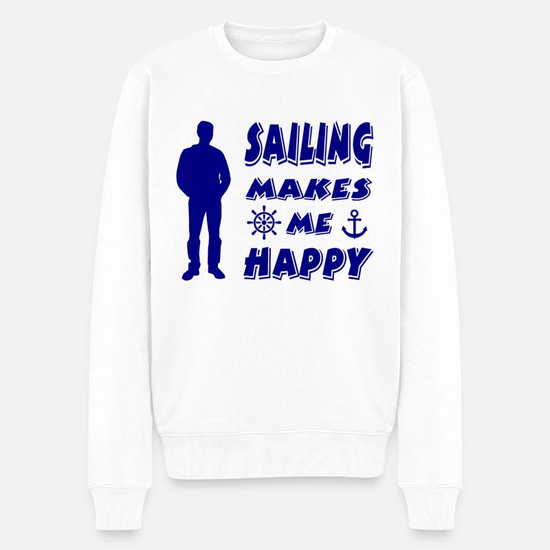 Segeln - Männer Premium Bio Pullover - Weiß