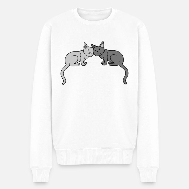 2 aiment les chats mignons - Pull Premium bio Homme - blanc