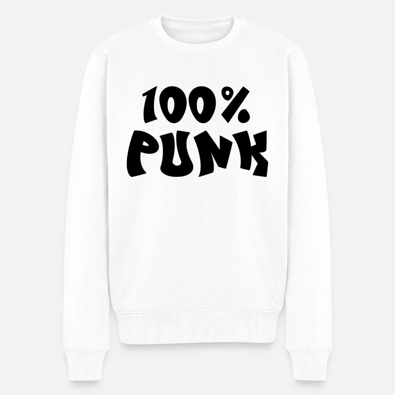 100% Punk - Männer Premium Bio Pullover - Weiß