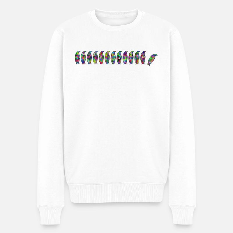 Pinguine mit Gekko - Männer Premium Bio Pullover - Weiß
