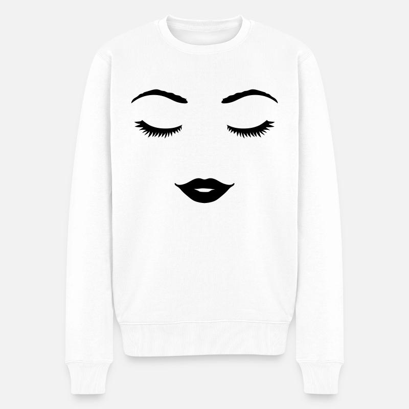 Sourire effronté visage féminin - Pull Premium bio Homme - blanc