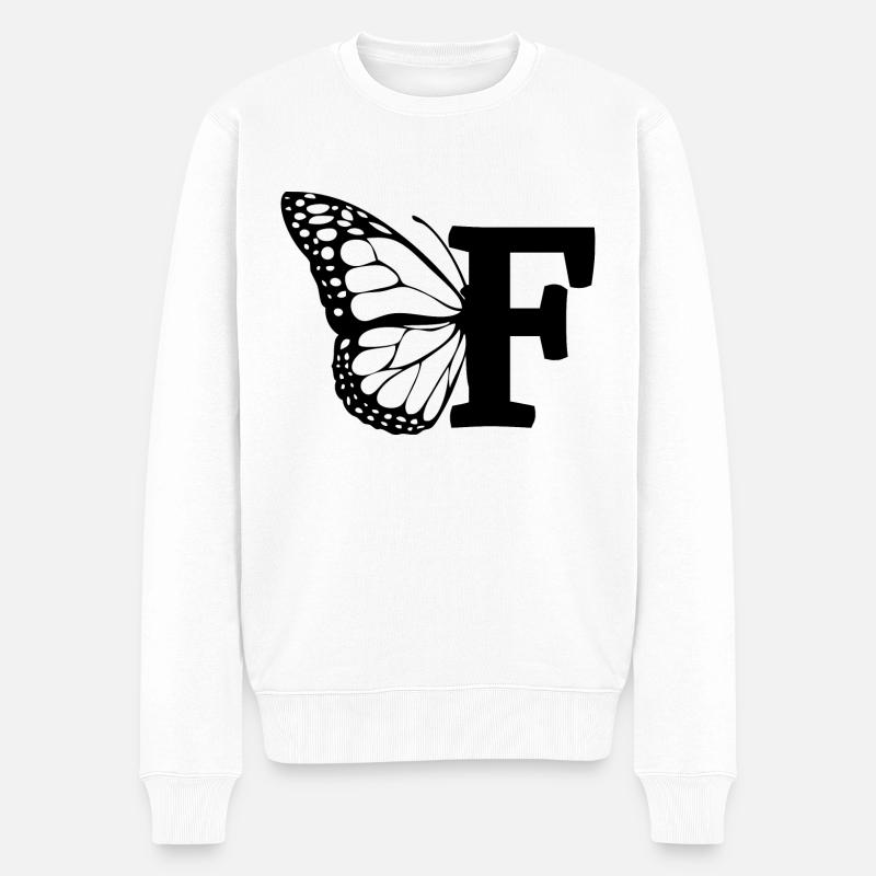 Buchstabe F Schmetterling - Männer Premium Bio Pullover - Weiß