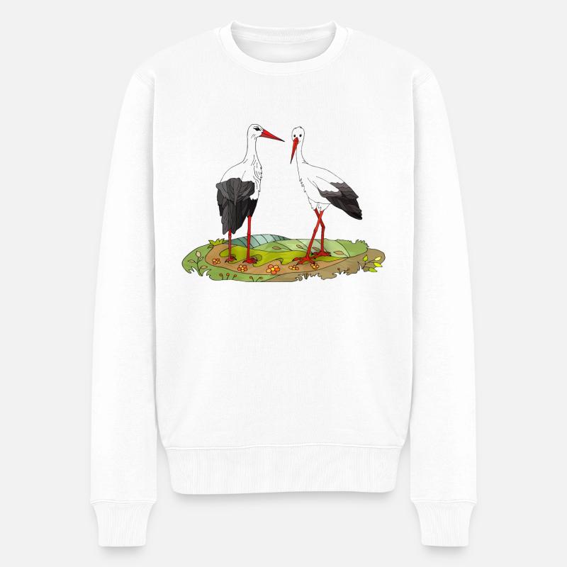 Störche - Männer Premium Bio Pullover - Weiß