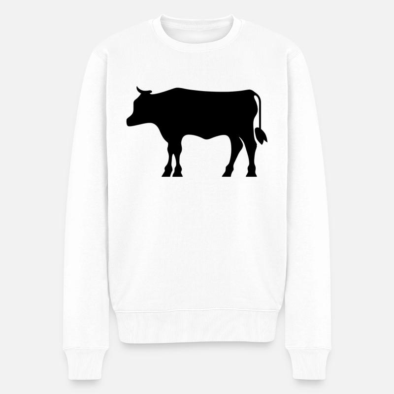 Einfaches Kuh-Symbol - Männer Premium Bio Pullover - Weiß