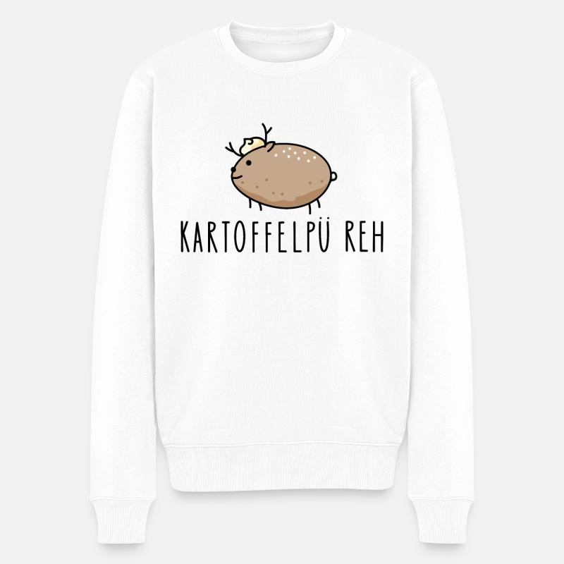 Lustige Reh Kartoffel - Männer Premium Bio Pullover - Weiß