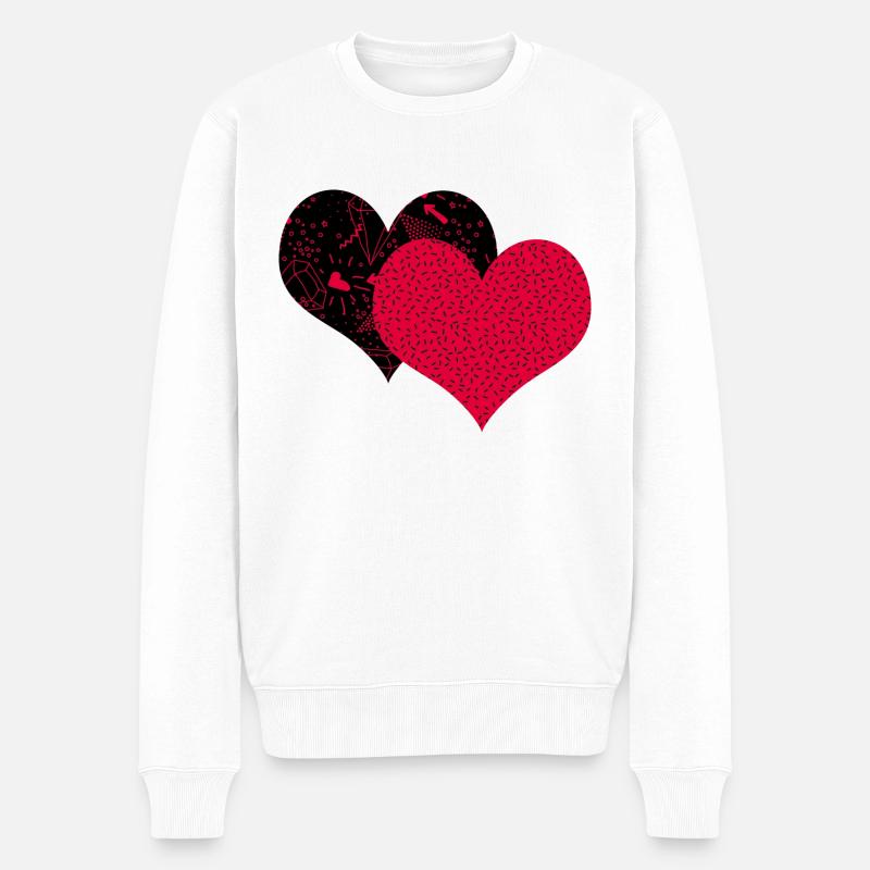 Zwei Herzen - Männer Premium Bio Pullover - Weiß