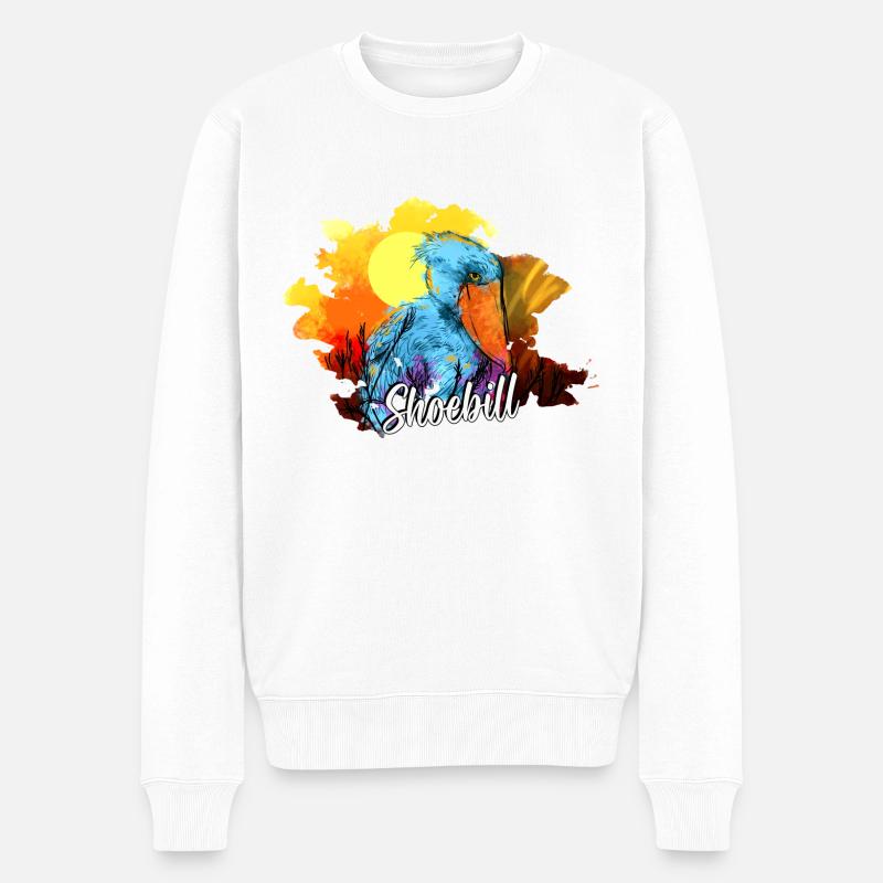 Schuhschnabel Vogel Ornithologe Wald I Geschenk - Männer Premium Bio Pullover - Weiß