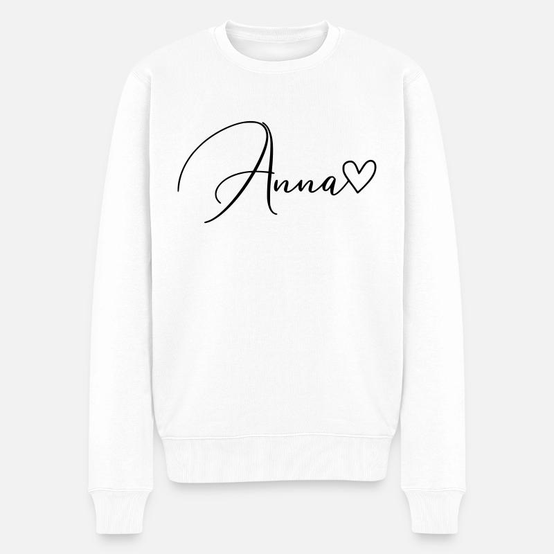 Anna Name Vorname Mädchen - Männer Premium Bio Pullover - Weiß