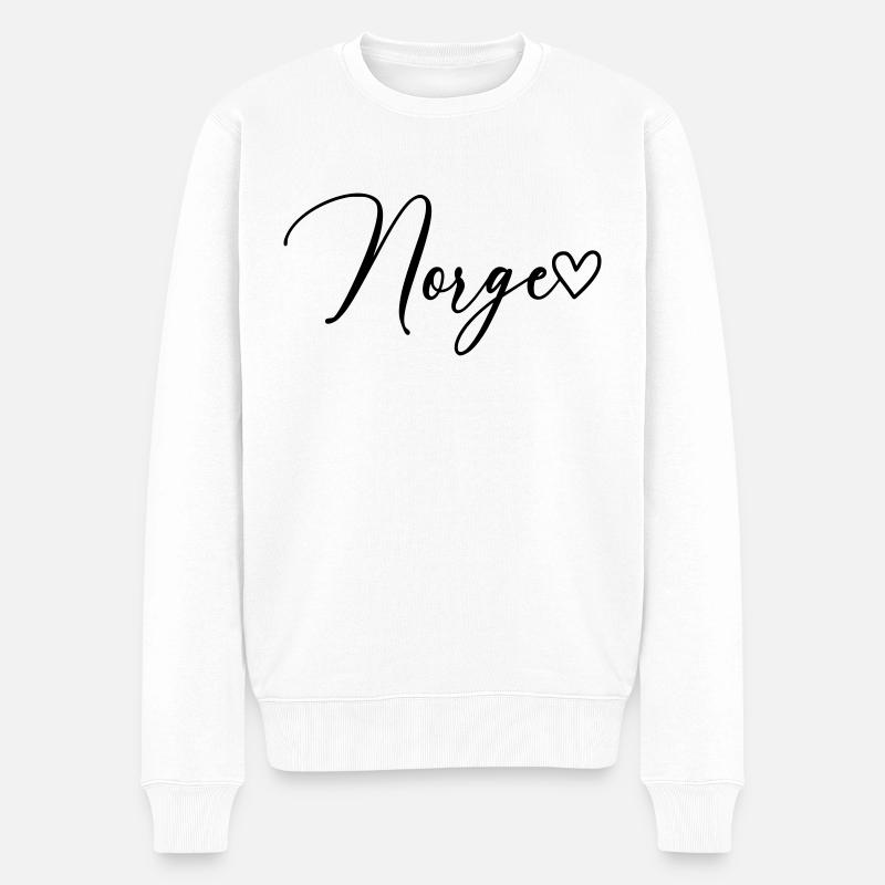 Norge Norwegen Schrift - Männer Premium Bio Pullover - Weiß